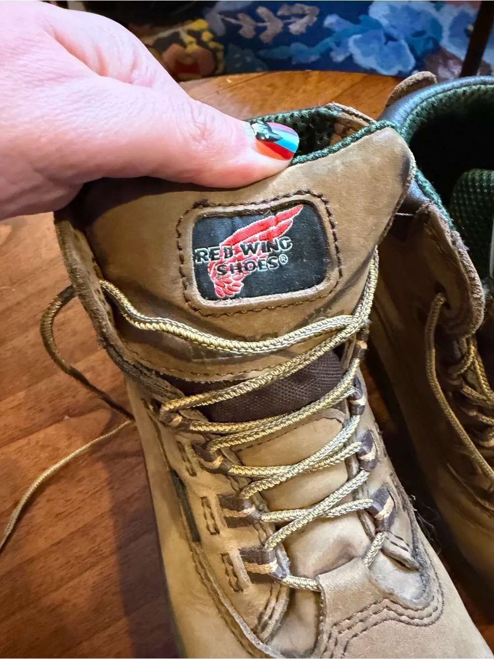 Red Wing Shoes Tan and Green Women's Lace-Up Boots